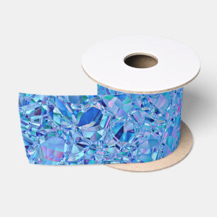 Abstract Crystal Turquoise and Blue Satin Ribbon