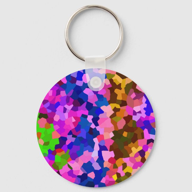 Abstract Crystalline Vibrant Mosaic Pattern Key Ring (Front)