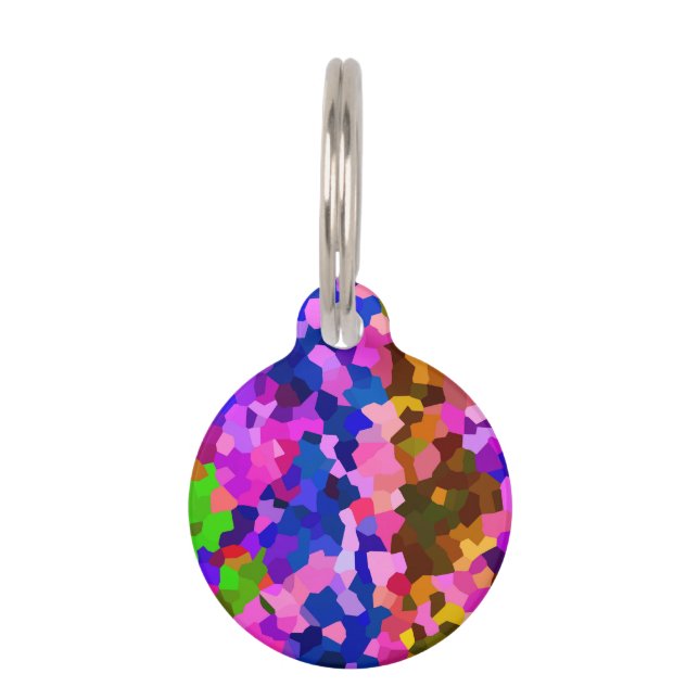 Abstract Crystalline Vibrant Mosaic Pattern Pet Tag (Front)