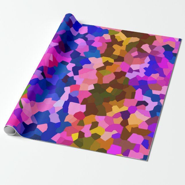 Abstract Crystalline Vibrant Mosaic Pattern Wrapping Paper (Unrolled)
