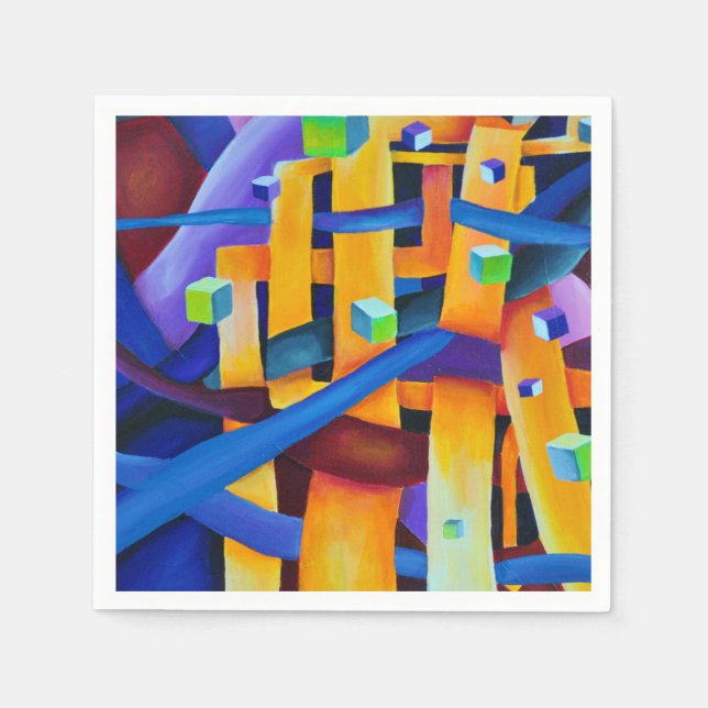 Abstract cubes purple napkin (Front)