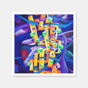 Abstract cubes purple napkin