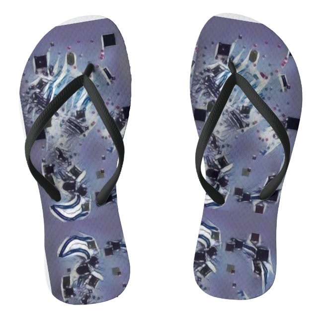 Abstract Cubes Sea Flip Flops (Footbed)
