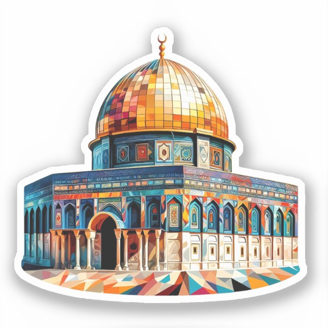 Abstract Cubism Aqsa Palestine Colourful Artwork (Front)
