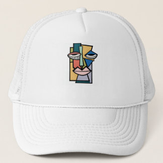 Abstract Cubist Face Art Trucker Hat - Modern Geom