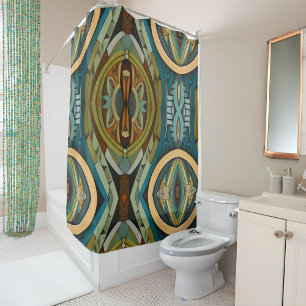 Abstract Cubist Inspired Art Deco 3 Shower Curtain