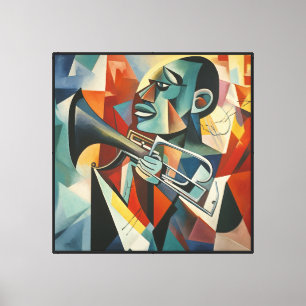 Abstract Cubist Jazz Trumpeter Canvas Print