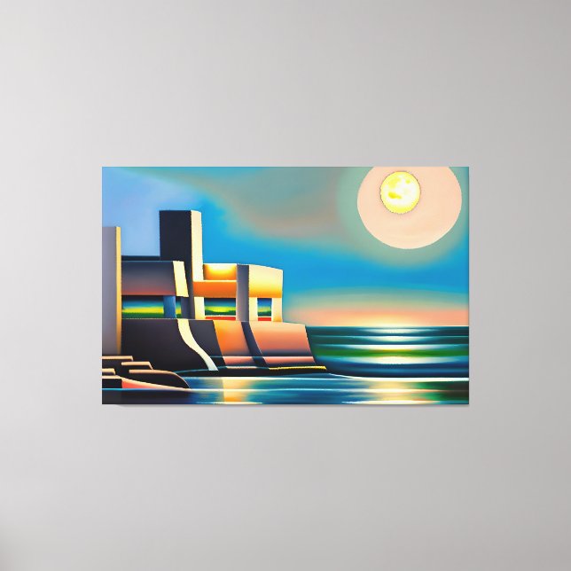 Abstract Cubist Seascape Canvas Print (Front)