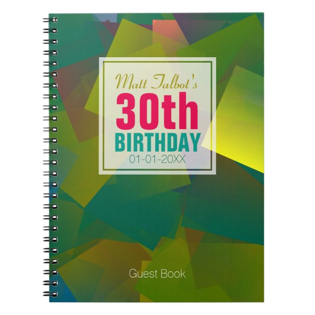 Abstract Cubist Shapes 30th Birthday Guest Book 7a (Front)