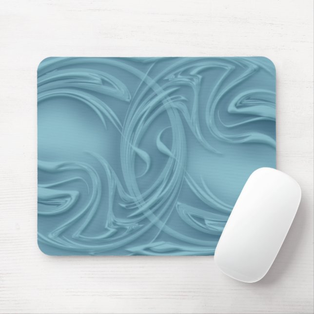 Abstract Curls Over Blue Artwork Mouse Mat (With Mouse)