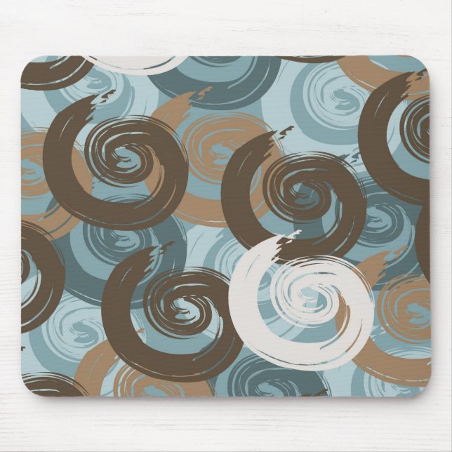 Abstract Curls Teal Mouse Mat (Front)