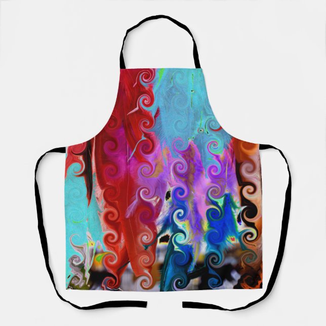 Abstract curly feathers design apron (Front)