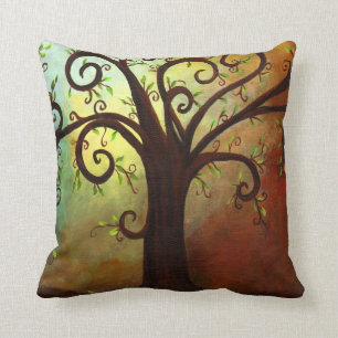 Abstract Curly Tree Pillow