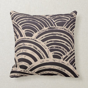 Abstract curve black and cream cushion