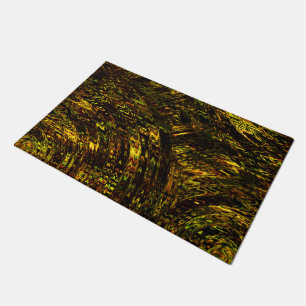 Abstract curved bands in golden green and darkest doormat
