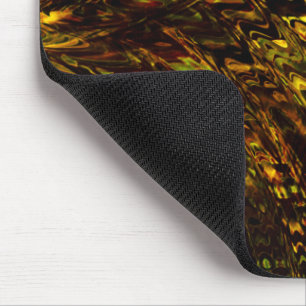Abstract curved bands in golden green and darkest  mouse mat
