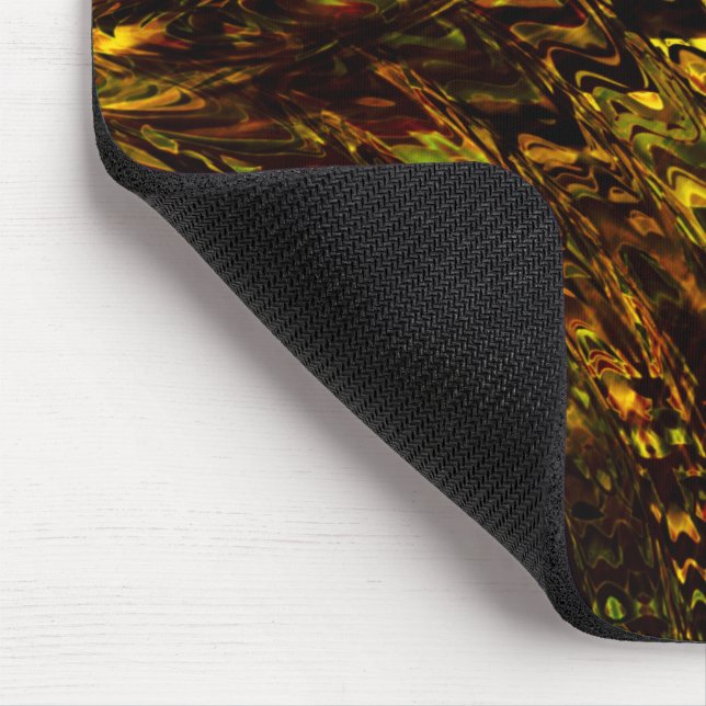 Abstract curved bands in golden green and darkest  mouse mat (Corner)