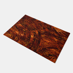 Abstract curved bands in reddish golden shades doormat