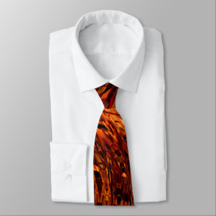 Abstract curved bands in reddish golden shades tie