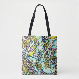 Abstract Curved Tubes Pipes Wires Drawing Tote Bag