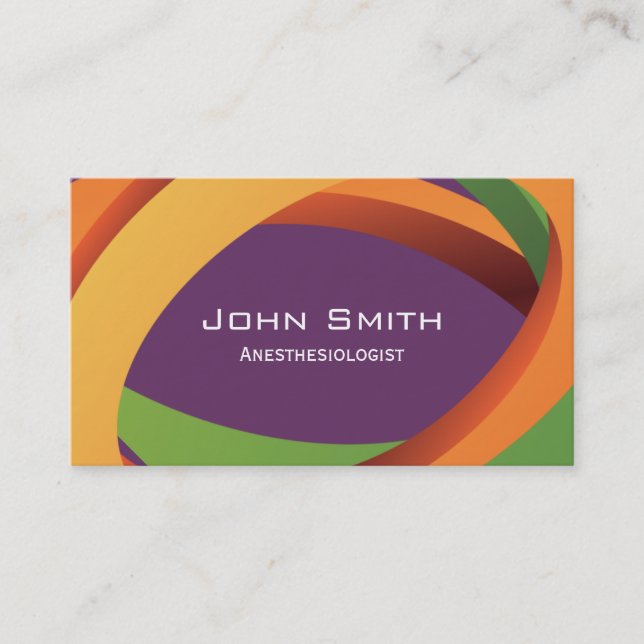 Abstract Curves Anaesthesiologist Business Card (Front)