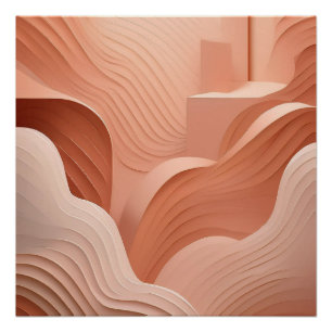 Abstract Curves and Waves – Minimalist Peach Decor
