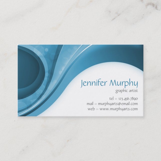 Abstract Curves - Blue Business Card (Front)