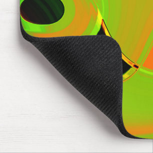 Abstract curves in lime green with orange bath mouse mat