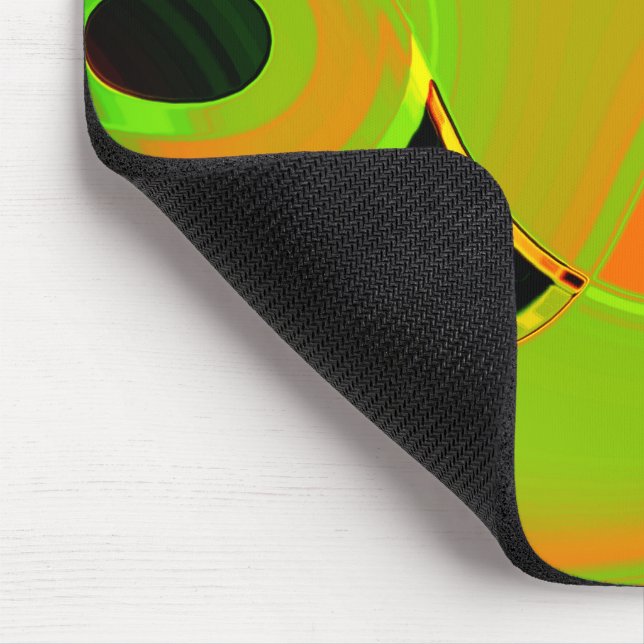 Abstract curves in lime green with orange bath     mouse mat (Corner)