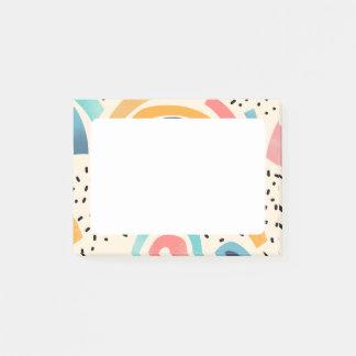 Abstract curving shapes with dashes post-it notes