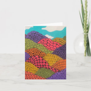 Abstract Curvy Bendy Color Pencil Landscape Folded Note Card