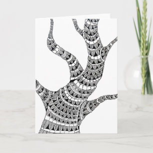 Abstract Curvy Tree Pen Drawing Card