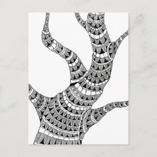 Abstract Curvy Tree Pen Drawing  Postcard