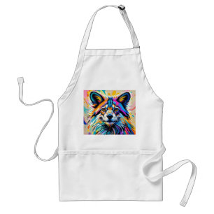 Abstract cute funny happy animal art design bold standard apron