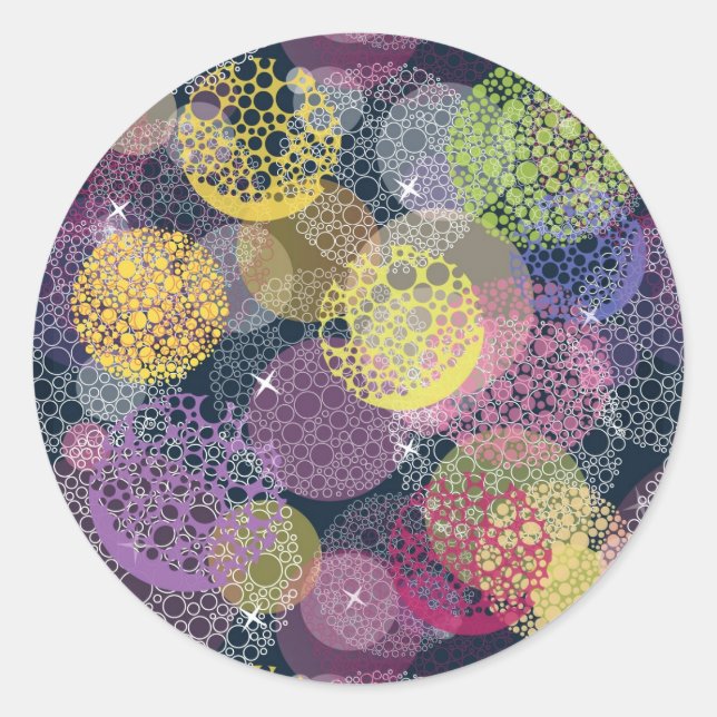 Abstract Cute Polka Dot Circle Classic Round Sticker (Front)
