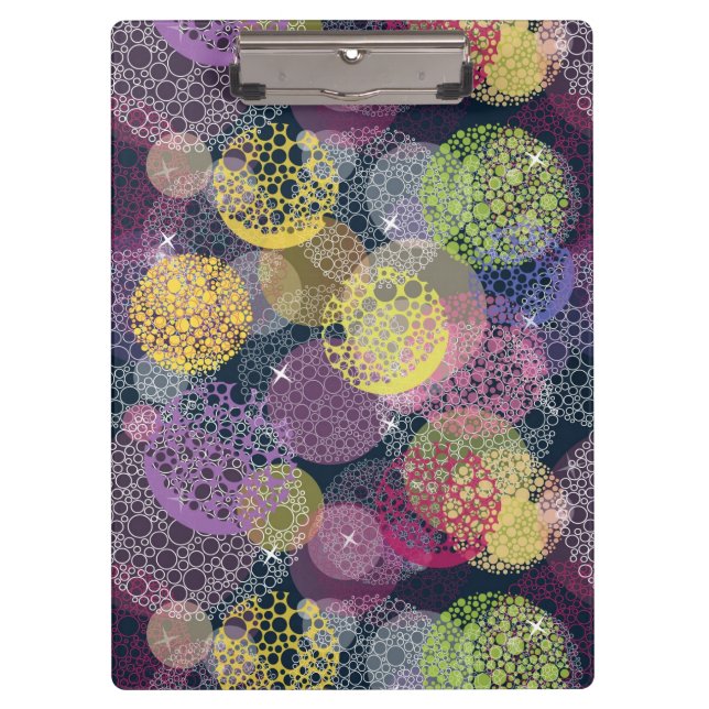 Abstract Cute Polka Dot Circle Clipboard (Front)