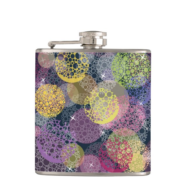 Abstract Cute Polka Dot Circle Hip Flask (Front)