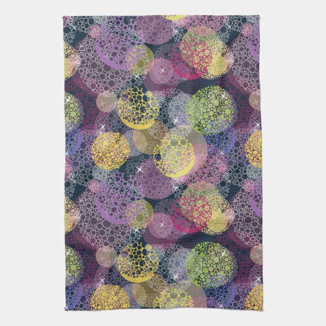 Abstract Cute Polka Dot Circle Tea Towel (Vertical)