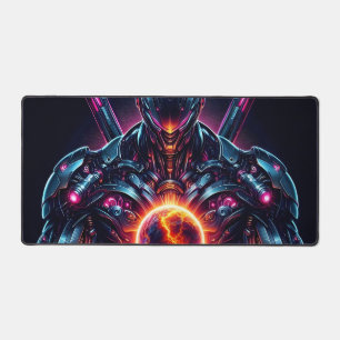 Abstract Cyber Cosmic Guardian Futuristic Robot Desk Mat