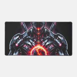 Abstract Cyber Cosmic Guardian Futuristic Robot Desk Mat
