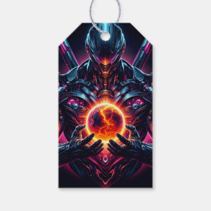 Abstract Cyber Cosmic Guardian Futuristic Robot Gift Tags