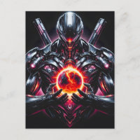 Abstract Cyber Cosmic Guardian Futuristic Robot
