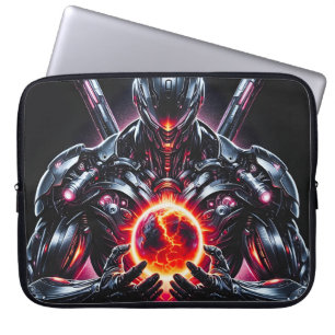 Abstract Cyber Cosmic Guardian Futuristic Robot Laptop Sleeve