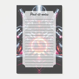 Abstract Cyber Cosmic Guardian Futuristic Robot Post-it Notes