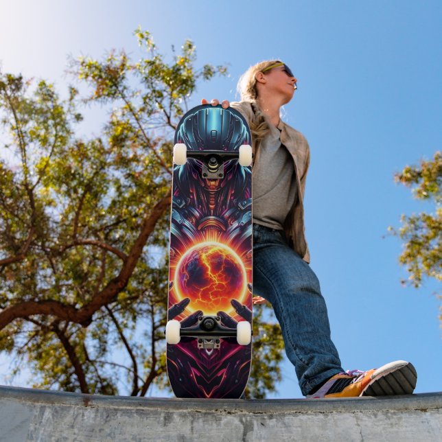 Abstract Cyber Cosmic Guardian Futuristic Robot Skateboard (Outdoor 1)