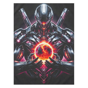 Abstract Cyber Cosmic Guardian Futuristic Robot Tablecloth