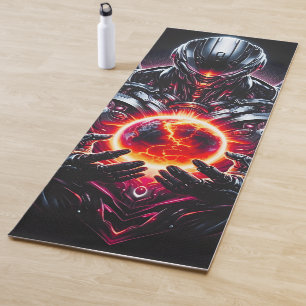 Abstract Cyber Cosmic Guardian Futuristic Robot Yoga Mat