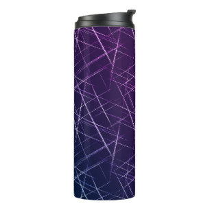 Abstract Cyber Pattern   Purple & Emerald Grid Thermal Tumbler
