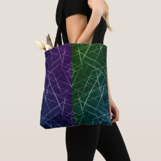 Abstract Cyber Pattern | Purple & Emerald Grid Tote Bag