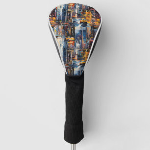 Abstract Cyberpunk Cityscape Skyline (1) Golf Head Cover